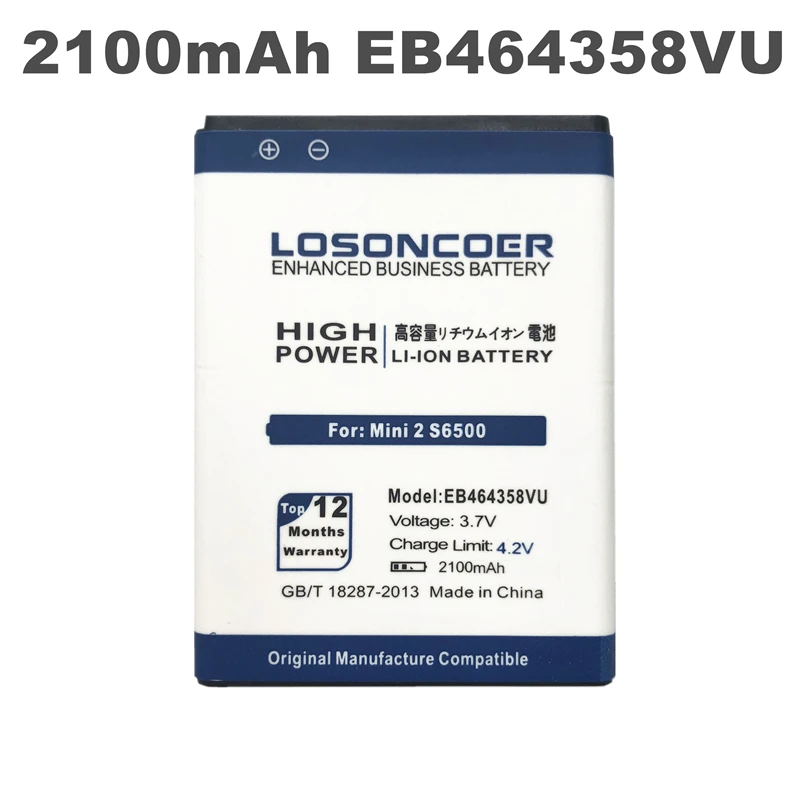 Аккумулятор LOSONCOER 2100 мАч EB464358VU для Samsung Galaxy Y Duos S6102 Mini 2 S6500 S6802 S7508 Ace Plus