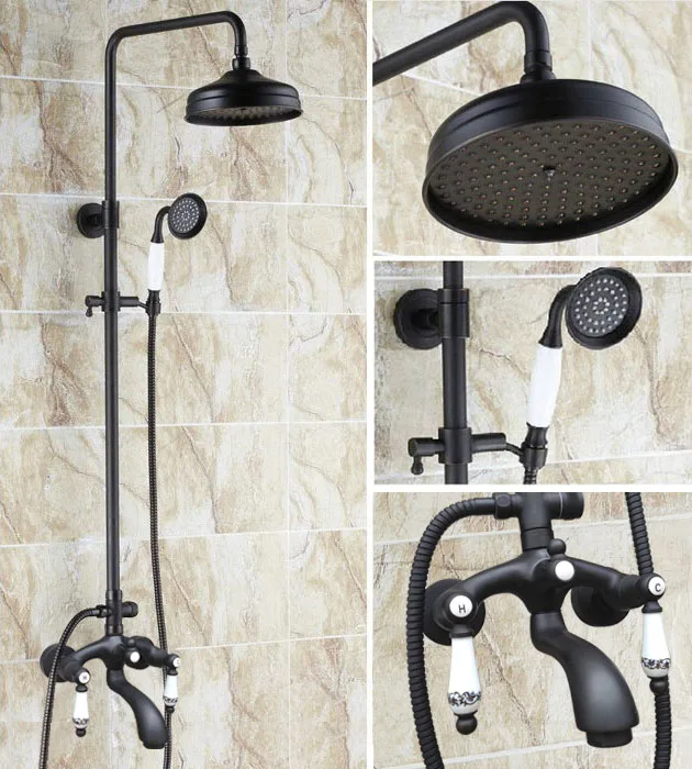 Black Oil Rubbed Brass Dual Ceramic Handles Bathroom 8 Inch Round Rain Shower Faucet Set Bath Tub Mixer Tap Hand Shower mhg132
Black Oil Rubbed Brass Dual Ceramic Handles Bathroom 8 Inch Round Rain Shower Faucet Set Bath Tub Mixer Tap Hand Shower mhg132