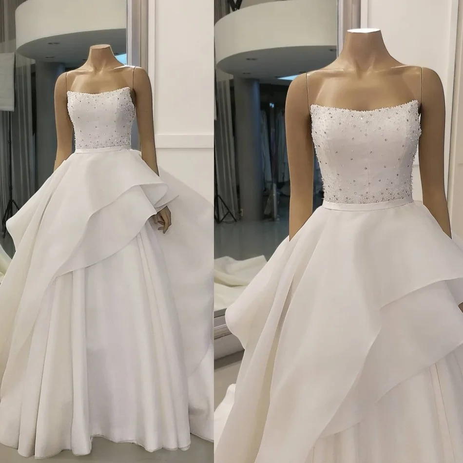 Elegant A Line Wedding Dress Strapless 2019 Ruched Sequins Beaded Sweep Train Vestido De Novia Cheap Bridal Gowns
Elegant A Line Wedding Dress Strapless 2019 Ruched Sequins Beaded Sweep Train Vestido De Novia Cheap Bridal Gowns