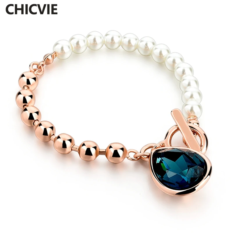 CHICVIE New Gold Color Pearl Beads Strand Bracelets With Blue Stones 2019 Wedding & Engagement Jewelry Bracelet Femme Sbr160114
CHICVIE New Gold Color Pearl Beads Strand Bracelets With Blue Stones 2019 Wedding & Engagement Jewelry Bracelet Femme Sbr160114