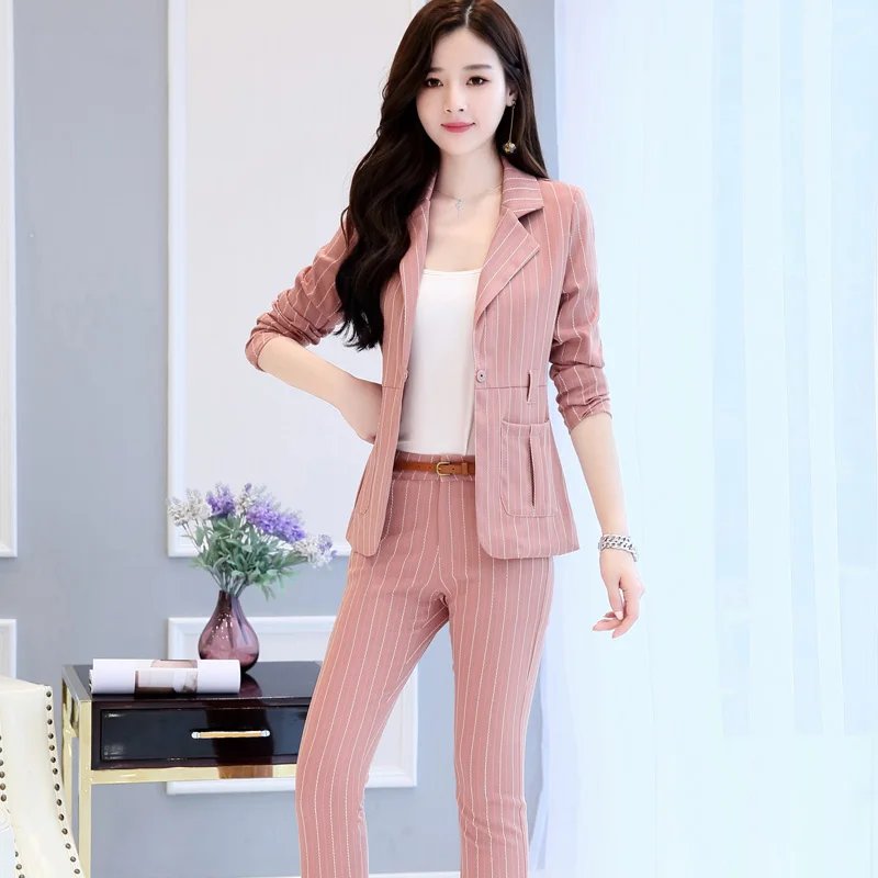 New 2018 office lady style fashion vertical striped slim fit women suits 2 piece suit women with belt women's clothing TXF2
New 2018 office lady style fashion vertical striped slim fit women suits 2 piece suit women with belt women's clothing TXF2