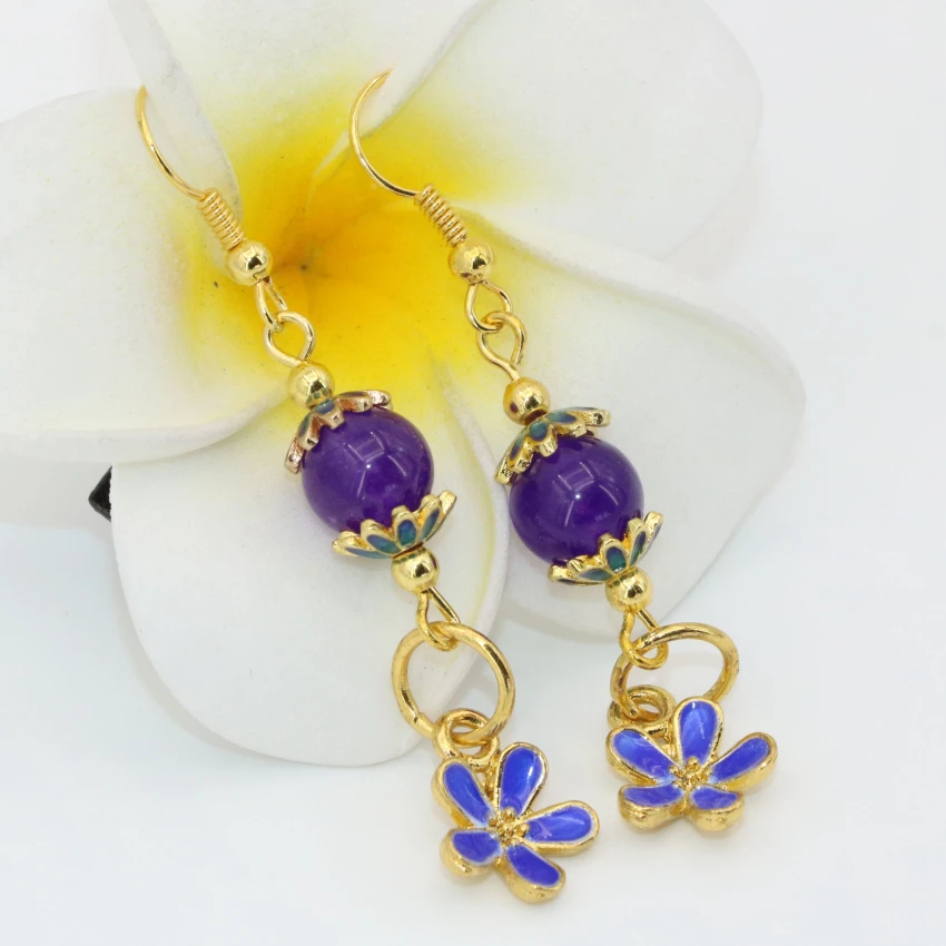 Wholesale price new fashion Bohemia style gold-color cloisonne purple jades long dangle earrings for women jewelry B2624
Wholesale price new fashion Bohemia style gold-color cloisonne purple jades long dangle earrings for women jewelry B2624
