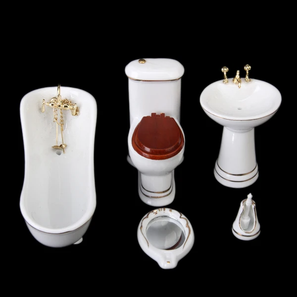 New 5 PCS White 1/12 Miniature Dollhouse Bathroom Set Hamamelidaceae Ceramic Decor Furniture Accessory Pretend Play Classic Toys
New 5 PCS White 1/12 Miniature Dollhouse Bathroom Set Hamamelidaceae Ceramic Decor Furniture Accessory Pretend Play Classic Toys