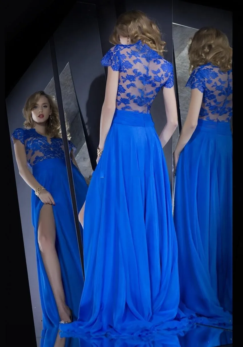 Gorgeous 2019 Royal Blue Sexy Evening Dresses High Neck Lace Short Sleeve See Through High Slit Formal Dresses
Gorgeous 2019 Royal Blue Sexy Evening Dresses High Neck Lace Short Sleeve See Through High Slit Formal Dresses
