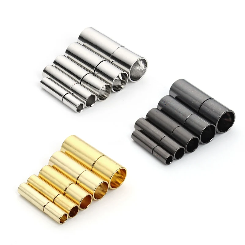 20pcs/Lot Gunmetal/Gold/Rhodium Color Metal Caps End Clasps Fit 2.5/2/3/4/5/6mm Round Leather Cord for DIY Jewelry Findings F802 - купить по