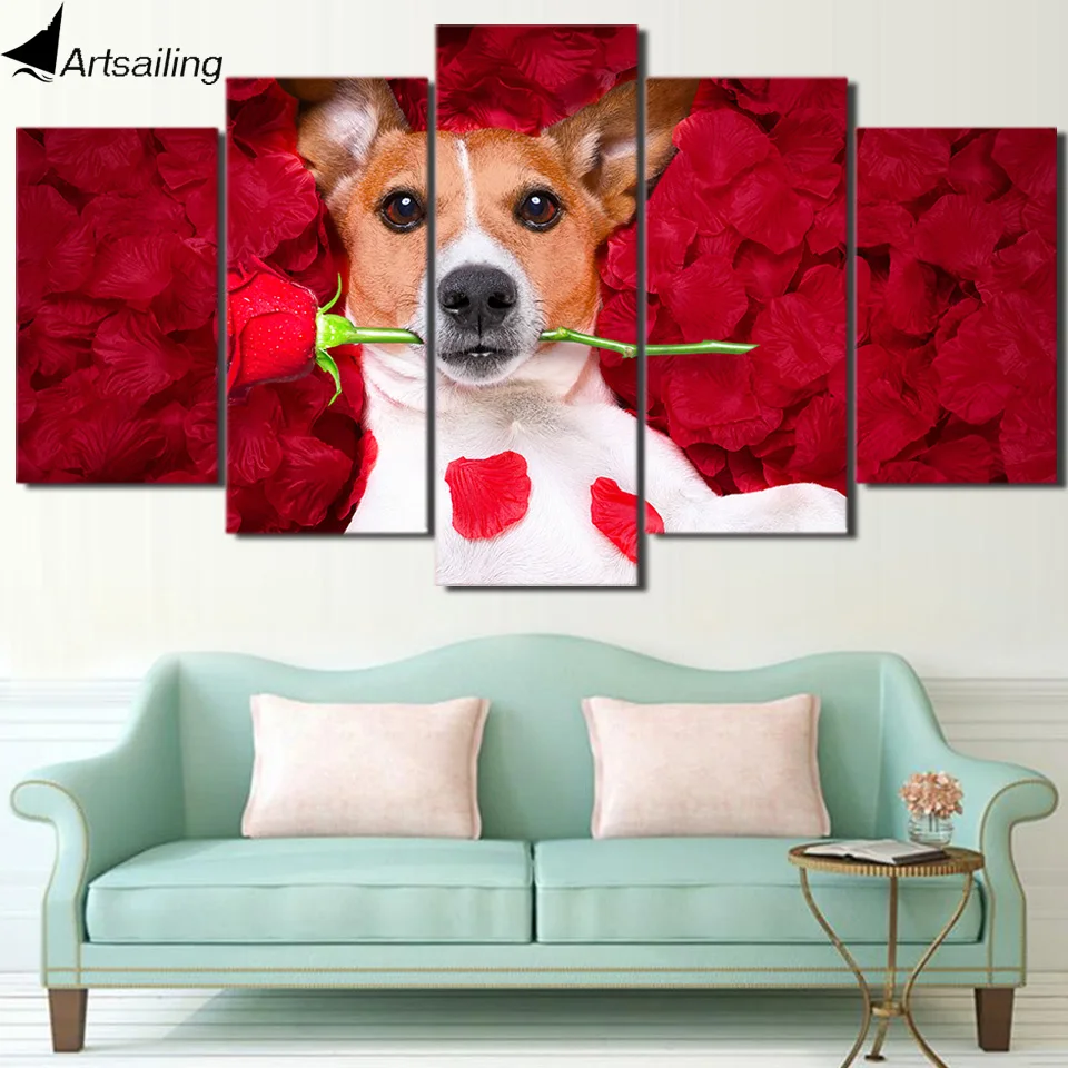HD Printed 5 Piece Canvas Art Dog Holding Roses Paintings Wall Pictures Modular Music Poster Home Decor Free Shipping NY-7273C
HD Printed 5 Piece Canvas Art Dog Holding Roses Paintings Wall Pictures Modular Music Poster Home Decor Free Shipping NY-7273C