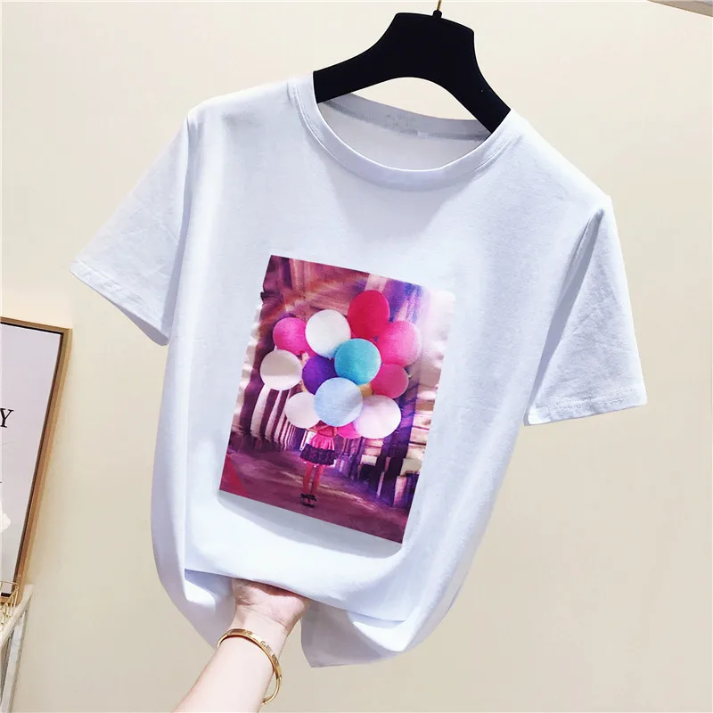 Cartoon Balloon Print Summer Fashion T Shirt Women 100% Cotton O-neck Loose Tshirt Tops
Cartoon Balloon Print Summer Fashion T Shirt Women 100% Cotton O-neck Loose Tshirt Tops
