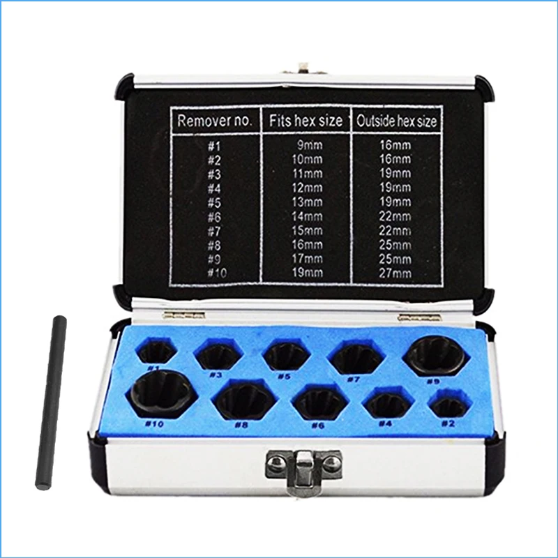 11pcs/set Nut Removal Socket Tool Damaged Bolt Nut Screw Remover Extractor Removal Set Extractor Locking 3/8" Drive Socket
11pcs/set Nut Removal Socket Tool Damaged Bolt Nut Screw Remover Extractor Removal Set Extractor Locking 3/8" Drive Socket