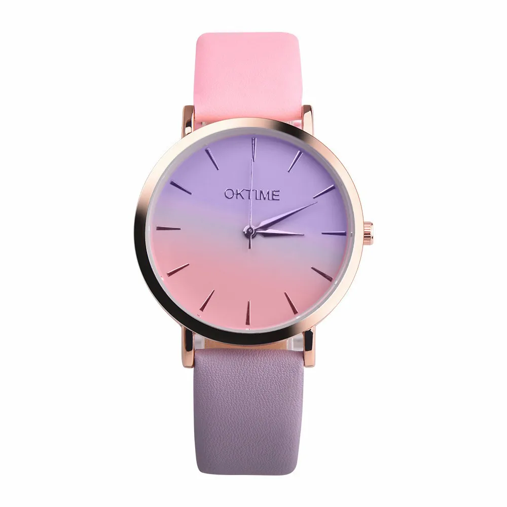 2018 модные наручные часы в стиле ретро Радужный дизайн женские кварцевые с