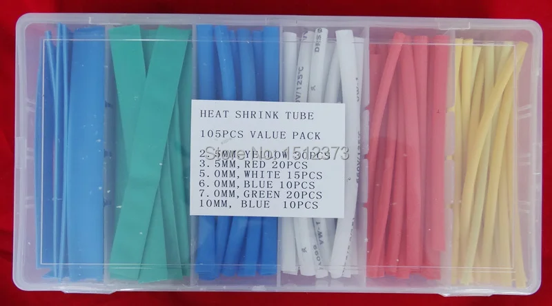 Heat shrink tube 105PCS VALUE PACK COLORFUL SIZE FROM 2.5MM TO 10MM 10CM length ratio 2:1
Heat shrink tube 105PCS VALUE PACK COLORFUL SIZE FROM 2.5MM TO 10MM 10CM length ratio 2:1