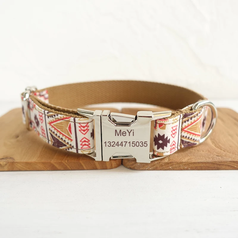 Personalized Dog Collar in a Brown Bohemia with Laser Engraved Buckle ID Dog Collar Personalization
Personalized Dog Collar in a Brown Bohemia with Laser Engraved Buckle ID Dog Collar Personalization