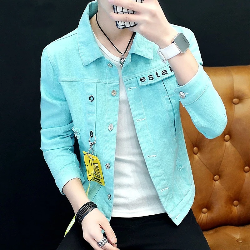 Spring Men Denim Jacket Slim Fit Cool Fashion Boys Clothing Hip-hop Outwear Short Coat Cartoon Letters Decoration
Spring Men Denim Jacket Slim Fit Cool Fashion Boys Clothing Hip-hop Outwear Short Coat Cartoon Letters Decoration