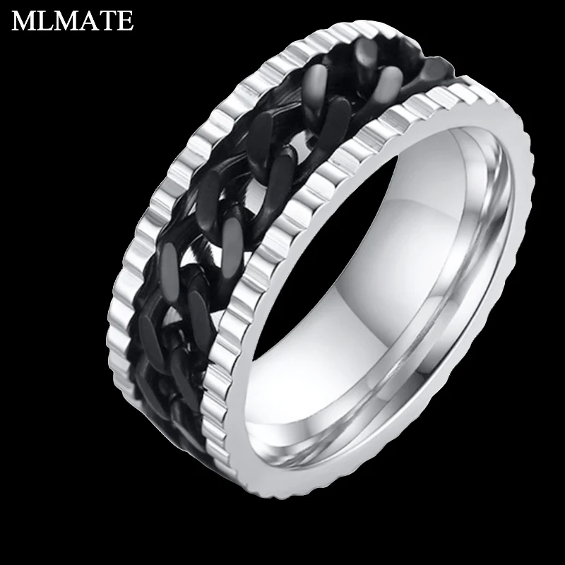 8mm Stainless Steel Wedding Spinner Rings for Men Chain Rings Biker Grooved Edge, Size 7-12
8mm Stainless Steel Wedding Spinner Rings for Men Chain Rings Biker Grooved Edge, Size 7-12