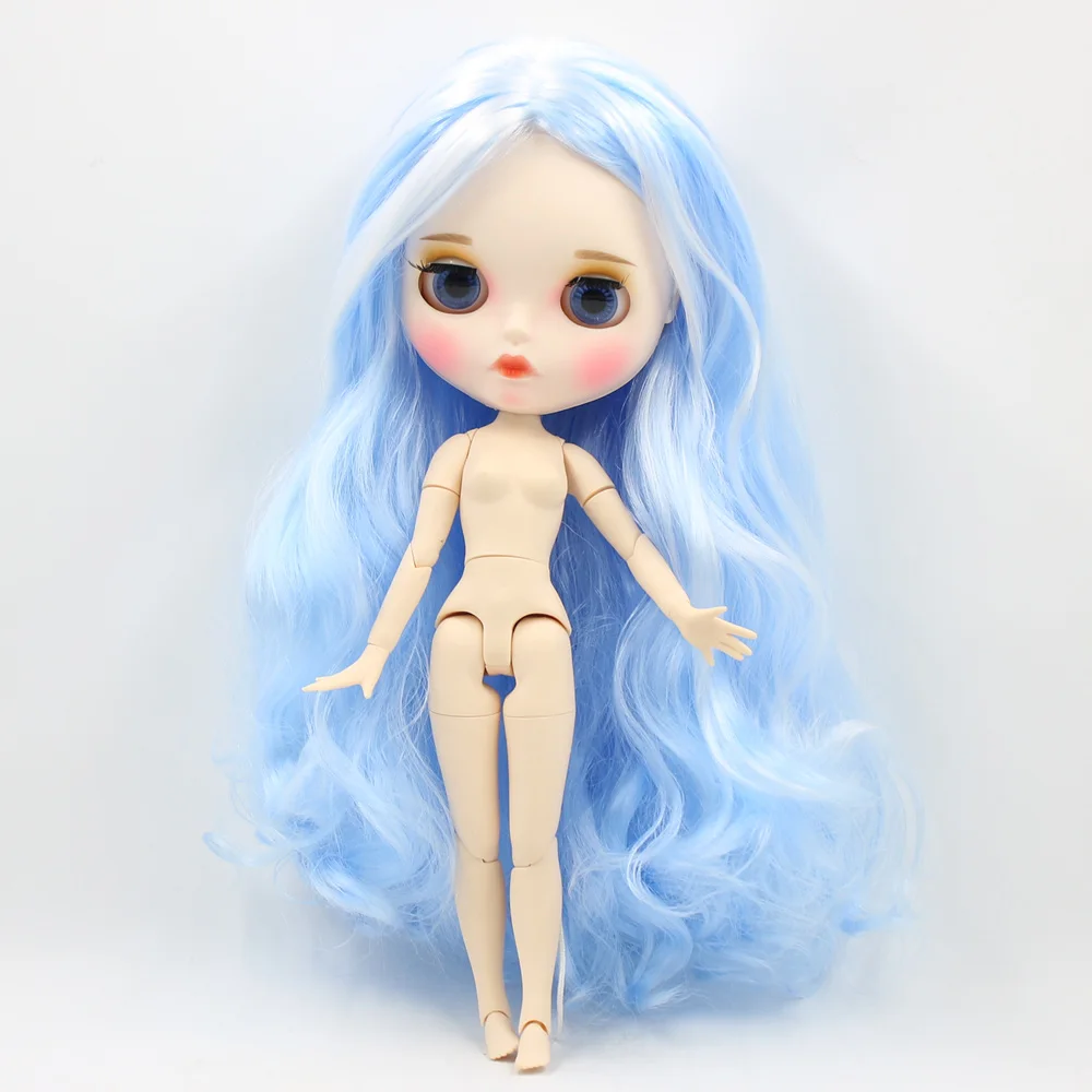 Кукла Blyth BL1366005 от ICY DBS голубая микс белых волос с белой кожей и бровями тело