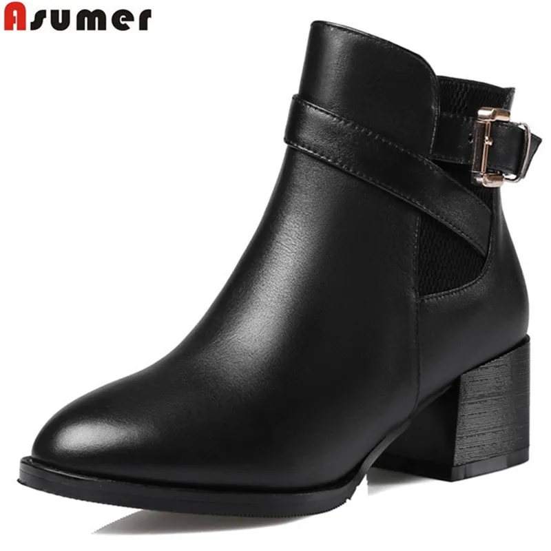 ASUMER fahsion autumn winter new arrive women boots round toe zipper buckle genuine leather ankle boots plus size 32-45
ASUMER fahsion autumn winter new arrive women boots round toe zipper buckle genuine leather ankle boots plus size 32-45