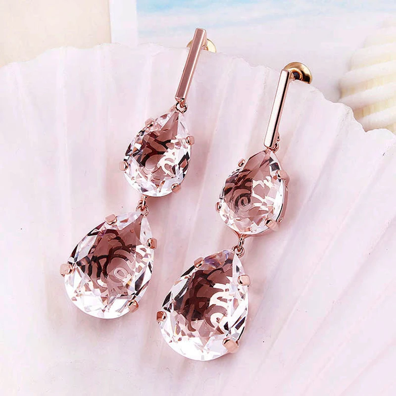 CNANIYA Jewelry Water Drop Simulated Crystal Earrings Rose Gold Color Long Earrings Dropping For Women Dangle Earing For Girls
CNANIYA Jewelry Water Drop Simulated Crystal Earrings Rose Gold Color Long Earrings Dropping For Women Dangle Earing For Girls