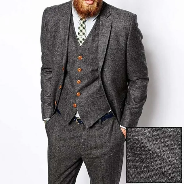 Grey Herringbone Tweed Men Suit Vintage Fall Winter Groom Prom Tuxedos Wedding Suits For Men Classic Business Male Blazer Jacket
Grey Herringbone Tweed Men Suit Vintage Fall Winter Groom Prom Tuxedos Wedding Suits For Men Classic Business Male Blazer Jacket