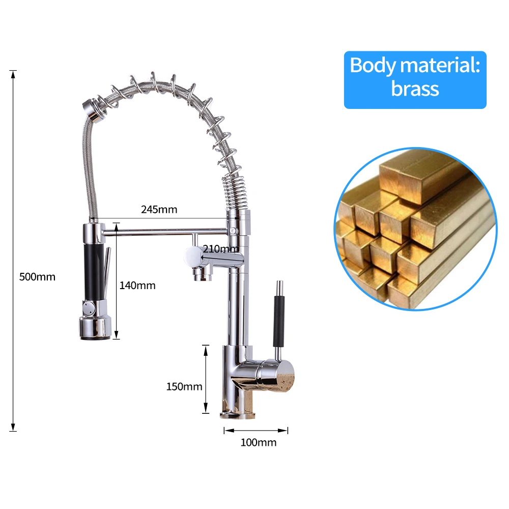 Kitchen Faucets Chrome Brass Faucets for Kitchen Sink Single Lever Pull Out Spring Spout Mixers Tap Hot Cold Water Crane
Kitchen Faucets Chrome Brass Faucets for Kitchen Sink Single Lever Pull Out Spring Spout Mixers Tap Hot Cold Water Crane