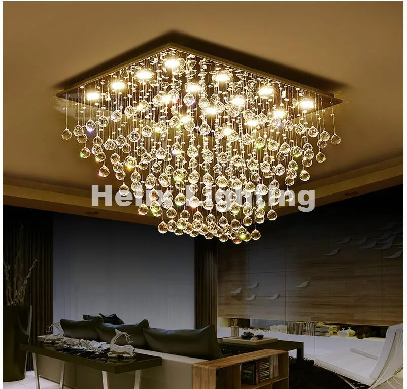 Фото Современный потолочный светильник с кристаллами лампа для гостиной l80 см w60