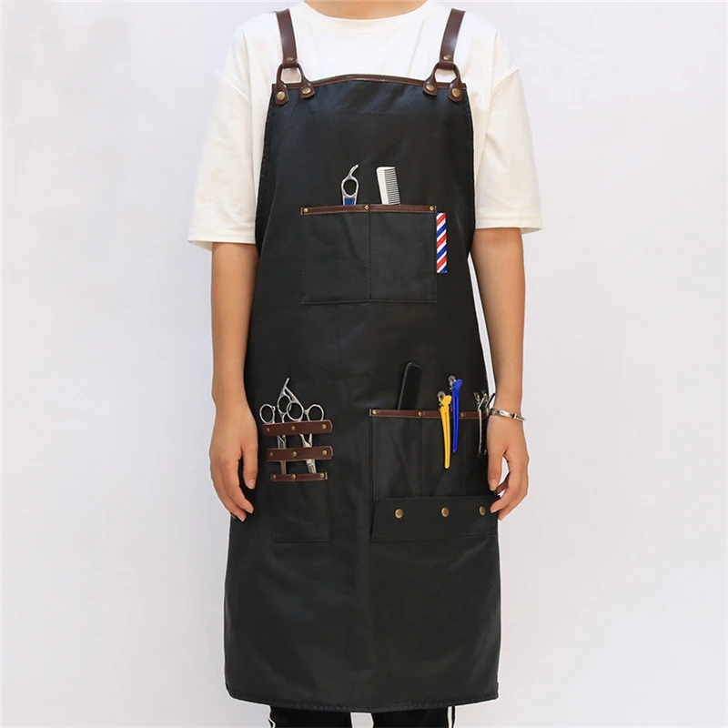 WEEYI Hair Salon Aprons Black Waterproof Cotton Leather Cross Back Barber Uniform Apron For Men Women Hairdresser Apron delantal
WEEYI Hair Salon Aprons Black Waterproof Cotton Leather Cross Back Barber Uniform Apron For Men Women Hairdresser Apron delantal