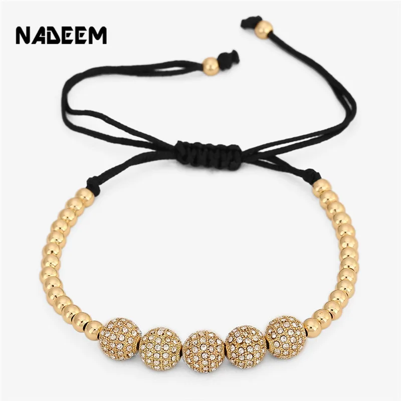 NADEEM Friendship CZ Crystal Copper Ball Beads Braiding Macrame Bracelet Gold Color Famous Brand Braided Bracelets For Men Gift
NADEEM Friendship CZ Crystal Copper Ball Beads Braiding Macrame Bracelet Gold Color Famous Brand Braided Bracelets For Men Gift