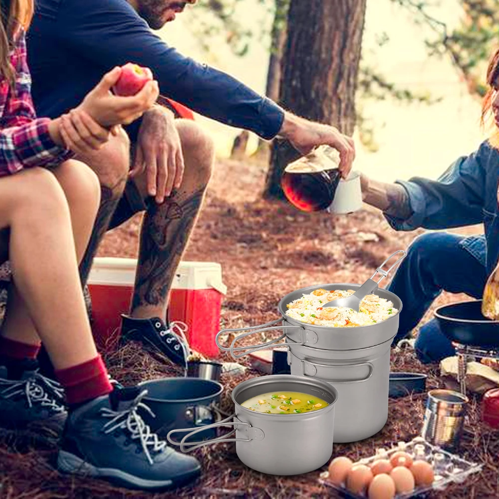 Camping Titanium Cookware Set 1000ml 750ml Pot Pan Spoon Set for Outdoor Camping Hiking Backpacking Picnic Cooking Equipment
Camping Titanium Cookware Set 1000ml 750ml Pot Pan Spoon Set for Outdoor Camping Hiking Backpacking Picnic Cooking Equipment