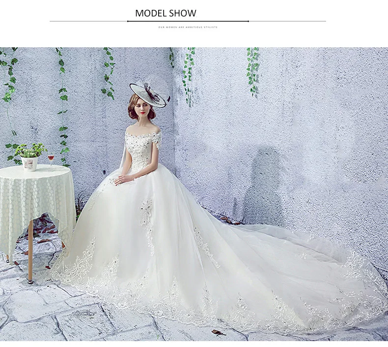 Dreamlike Vestido De Noiva Свадебные платья трапециевидной формы с открытыми плечами и