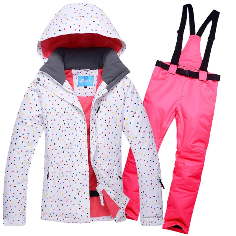 Popular Women white Skiing Jackets And Pants Snowboard sets Thick Warm Waterproof Windproof Winter female Ski suit
Popular Women white Skiing Jackets And Pants Snowboard sets Thick Warm Waterproof Windproof Winter female Ski suit