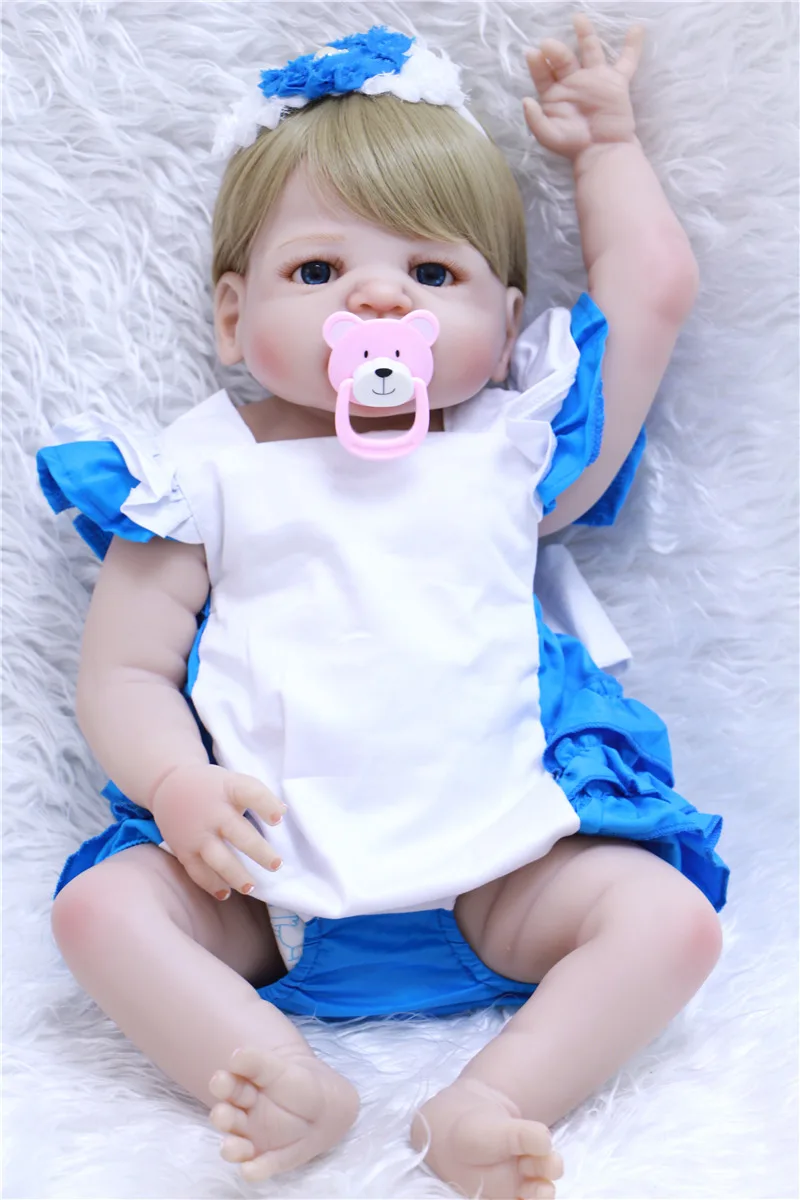 

Full Silicone Body Reborn Baby Dolls Toys Lifelike 55cm Princess Newborn Girl Babies Doll Birthday Gift Bathe Toy bonecas B