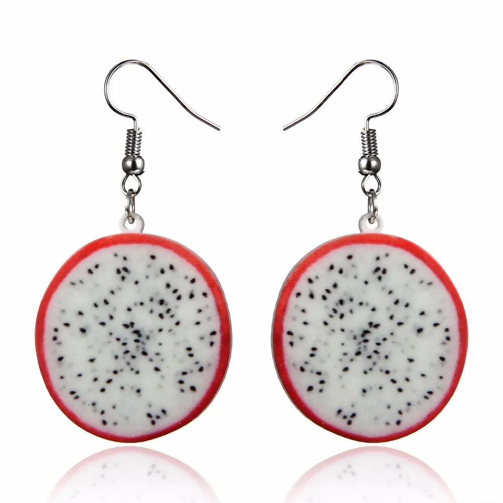 

Fruit earrings Food Dangle Strawberry Drop Earrings for Women girl Female Acrylic Watermelon Earring Tomato Kiwi Orange Jewelry