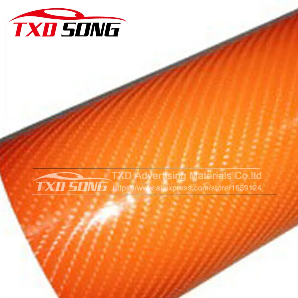 

Car Styling DIY Glossy Orange 4D Carbon Fiber Car Sticker And Decals Car Wrapping Vinyl Size: 10/20/30/40/50/60cm x 152cm/Lot