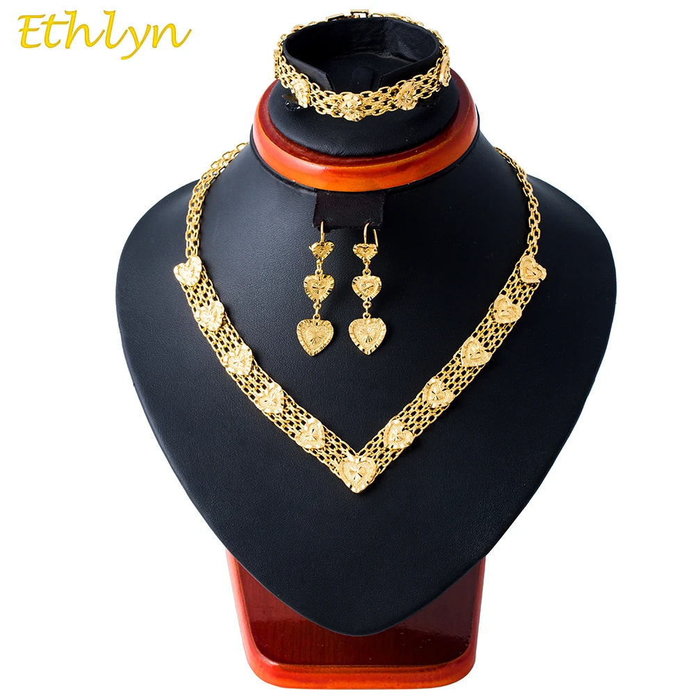 Ethlyn Jewelry Romantic Love Heart Shape Gold Color Jewelry Bracelets/Necklace/Earrings Accessories Party Fashion Sets S081
Ethlyn Jewelry Romantic Love Heart Shape Gold Color Jewelry Bracelets/Necklace/Earrings Accessories Party Fashion Sets S081