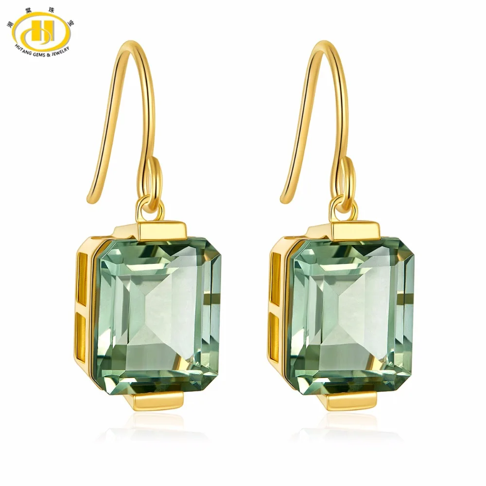 Hutang Hoop Earrings 11.14ct Natural Gemstone Green Amethyst Solid 925 Sterling Silver Yellow Gold Fine Jewelry for Women Gift
Hutang Hoop Earrings 11.14ct Natural Gemstone Green Amethyst Solid 925 Sterling Silver Yellow Gold Fine Jewelry for Women Gift