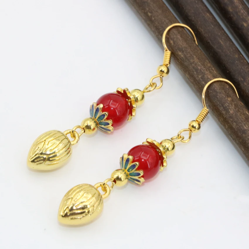 Fashion new design gold-color cloisonne red jades long dangle earrings piercing drop earrings for women wedding party gift B2612
Fashion new design gold-color cloisonne red jades long dangle earrings piercing drop earrings for women wedding party gift B2612