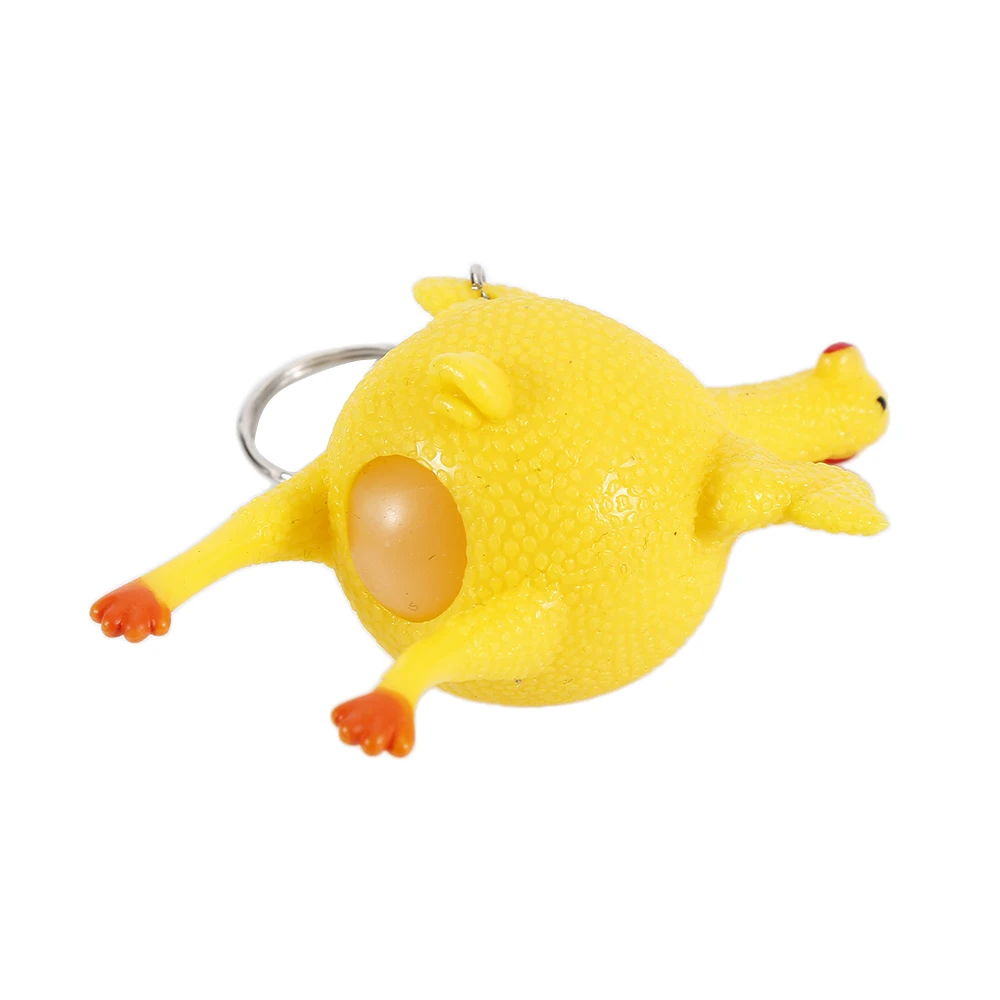 

1pc Squeeze Chicken Egg Laying Hens Anti Stress Keychain Toy for Kids Adult PVC Tricky Funny Gadgets Party Prank Joke Toy