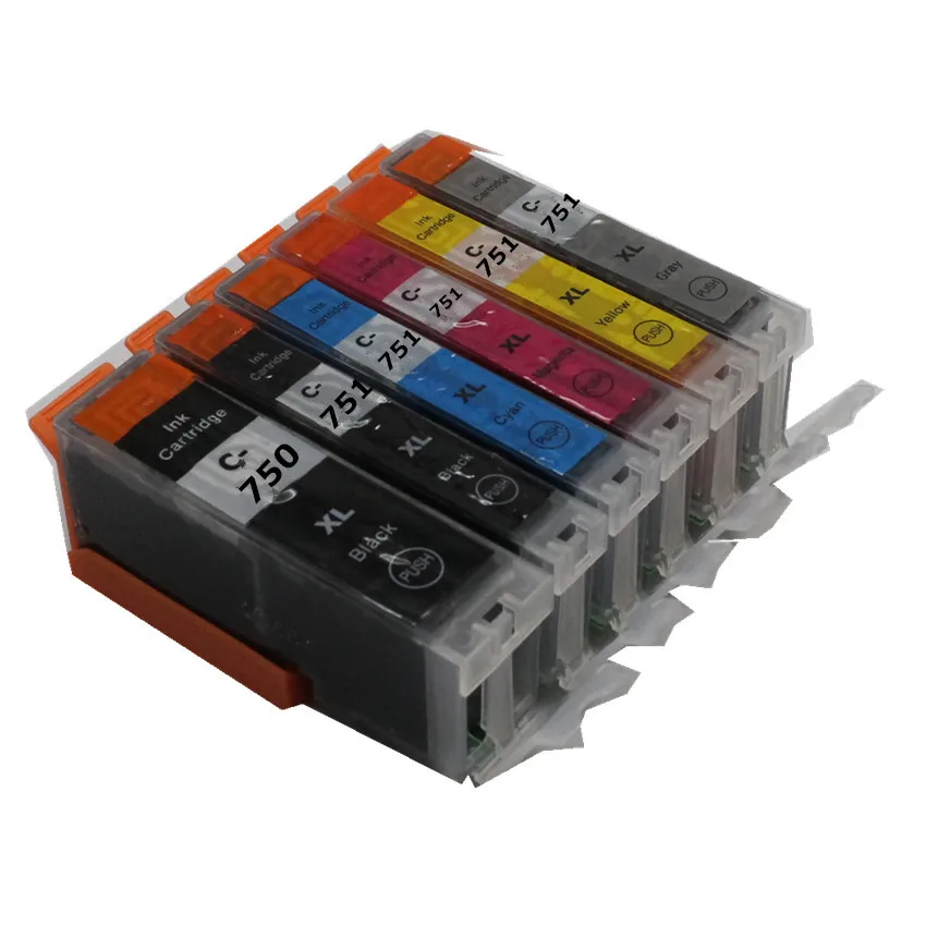 6 color PGI-750 CLI-751 BK C M Y GY compatible ink cartridge For canon PIXMA MG6370 MG7170 IP8770 printer full ink
6 color PGI-750 CLI-751 BK C M Y GY compatible ink cartridge For canon PIXMA MG6370 MG7170 IP8770 printer full ink