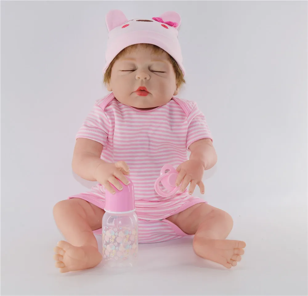 22" Full silicone reborn babies dolls bebe 55cm lifelike girl sleeping doll handmade children Birthday cute Present Bathe Toy
22" Full silicone reborn babies dolls bebe 55cm lifelike girl sleeping doll handmade children Birthday cute Present Bathe Toy