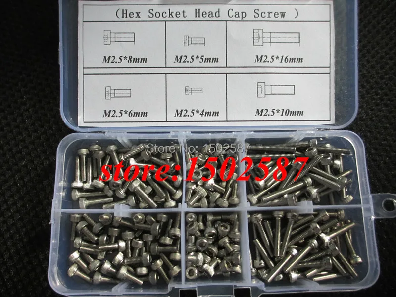180pcs/lot M2.5 Cap Screw DIN912 Hex Socket Head Cap Screw Accessories Kits Bolt A2-70 Stainless Steel SUS304
180pcs/lot M2.5 Cap Screw DIN912 Hex Socket Head Cap Screw Accessories Kits Bolt A2-70 Stainless Steel SUS304