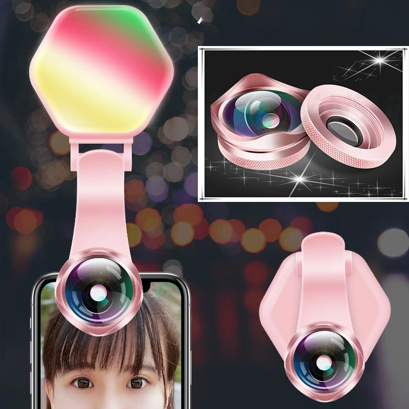 TOKOHANSUN светодио дный селфи свет с широкоугольный мобильного телефона макро lenes