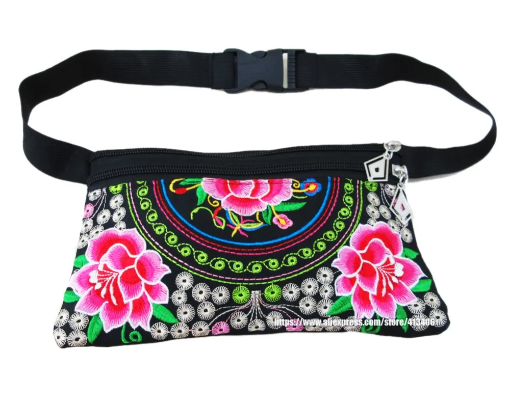 

Free shipping fees Vintage Hmong Tribal Ethnic Thai Indian Boho Waist Bags women embroidery Waist Pack Bags sys-405