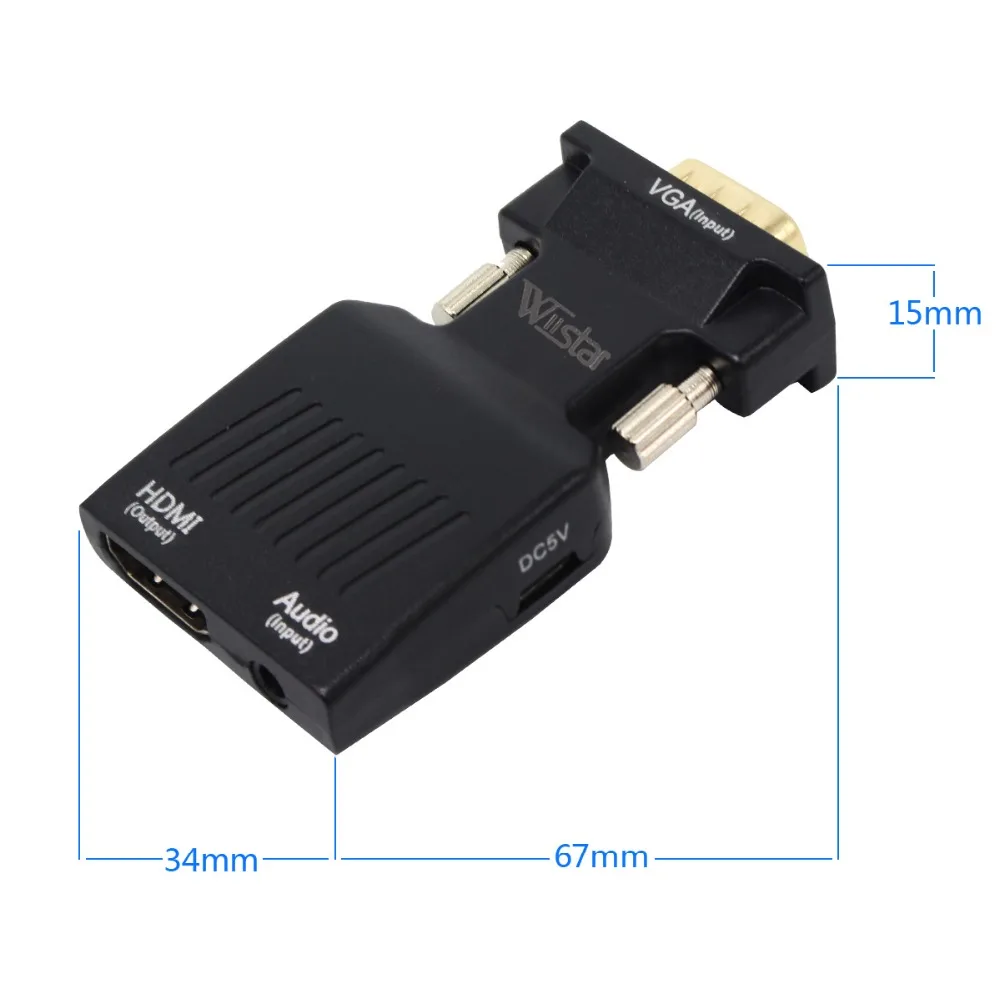 Преобразователь адаптера VGA-HDMI с аудио (источник выхода ПК VGA для ТВ/монитора