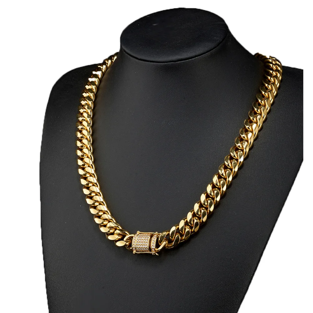 14mm Wide Miami Curb Chain Men's Stainless Steel Cuban Link Chain Necklace Or Bracelet Gold Color 7-40 Inches Length
14mm Wide Miami Curb Chain Men's Stainless Steel Cuban Link Chain Necklace Or Bracelet Gold Color 7-40 Inches Length