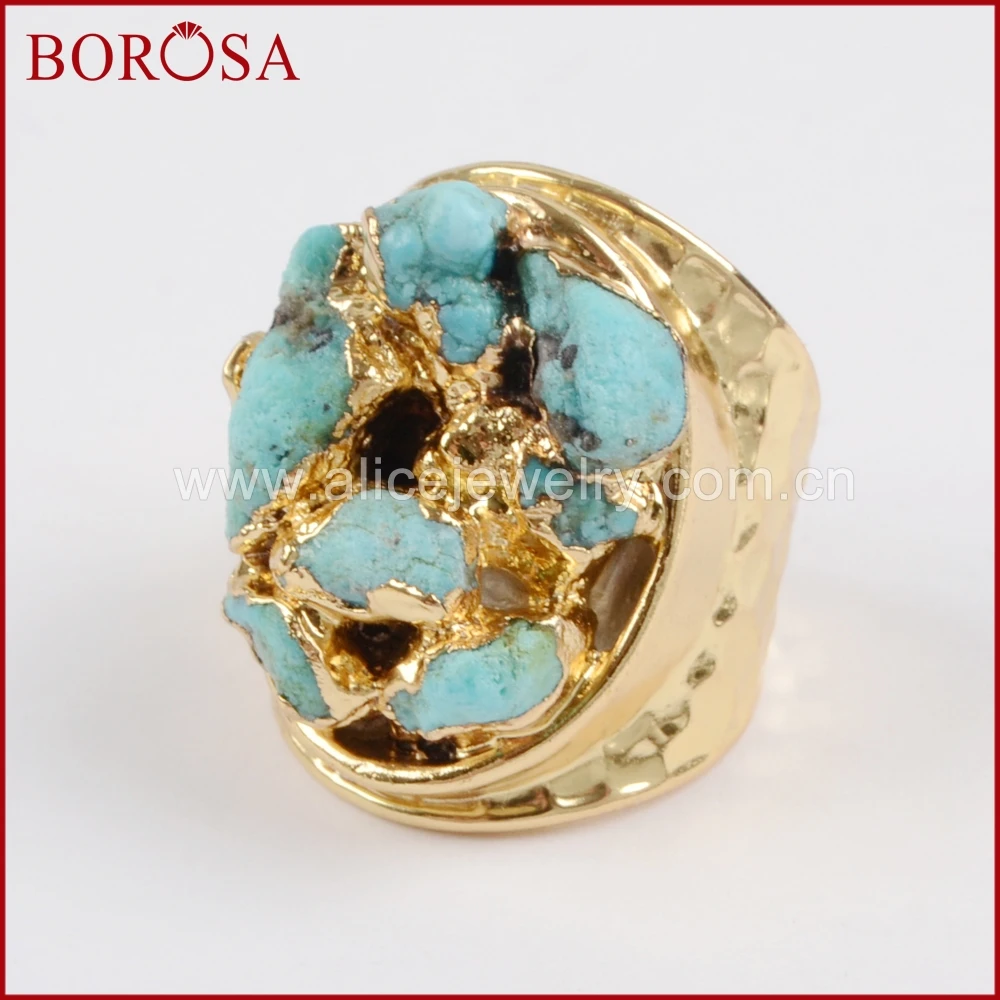 BOROSA Wholesale Gold Color Rough 100% Natural Blue Stone Chips Ring for Women,Fashion Stone Gems Rings Druzy Jewelry G1433
BOROSA Wholesale Gold Color Rough 100% Natural Blue Stone Chips Ring for Women,Fashion Stone Gems Rings Druzy Jewelry G1433