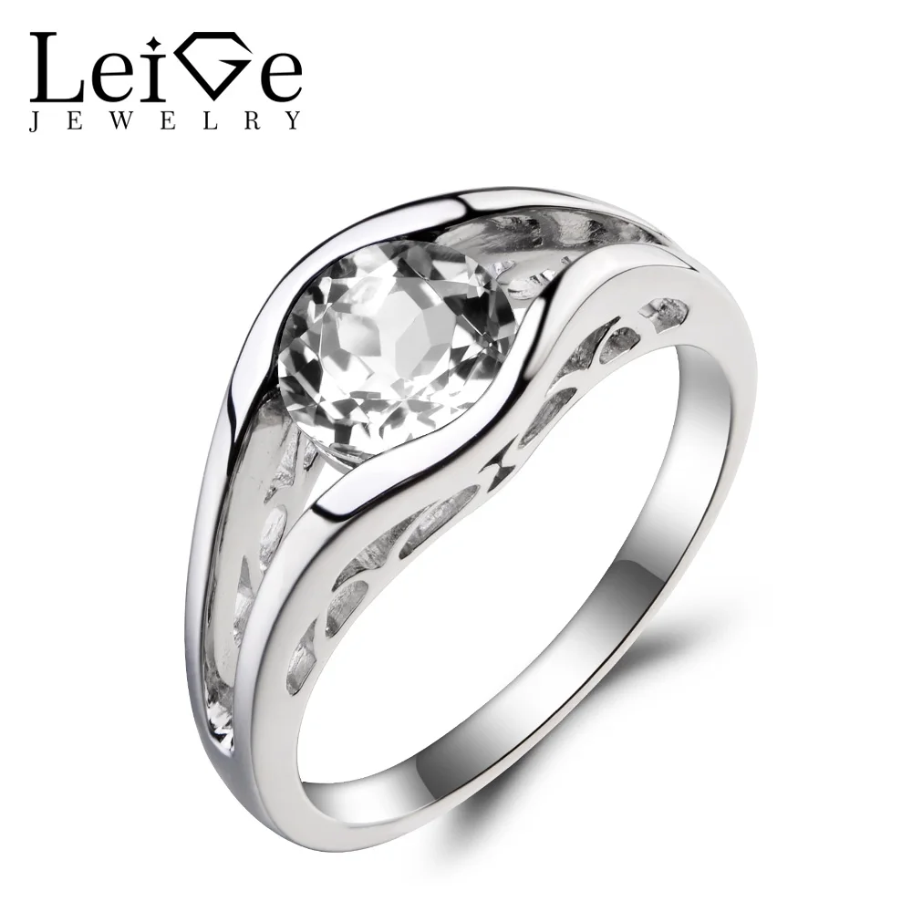 Leige Jewelry Genuine Natural White Topaz Ring Wedding Ring Round Cut Gemstone November Birthstone 925 Sterling Silver Ring Gift
Leige Jewelry Genuine Natural White Topaz Ring Wedding Ring Round Cut Gemstone November Birthstone 925 Sterling Silver Ring Gift