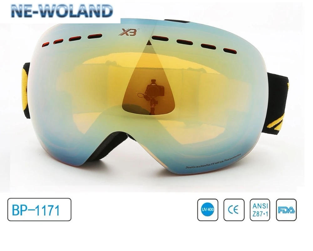 Anti UV,wind proof,anti-fog,Anti-glare snow goggles, double lens big spherical protective glasses for skiers.
Anti UV,wind proof,anti-fog,Anti-glare snow goggles, double lens big spherical protective glasses for skiers.