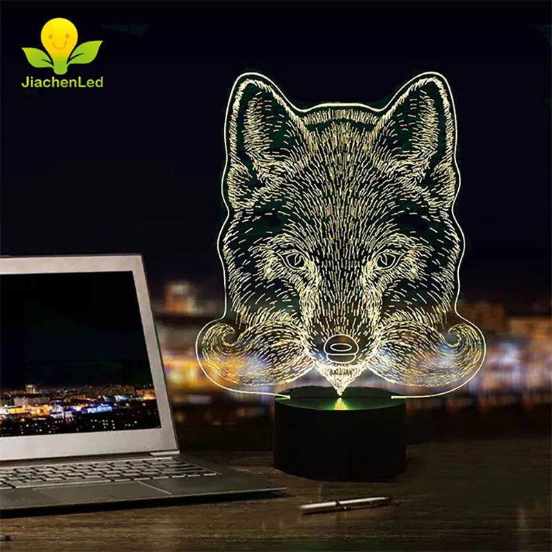 3D животное лампа Usb волк Led Иллюзия света | Освещение
