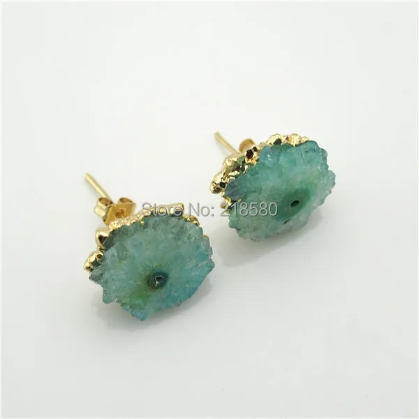 H-E10187 Green Crystal Quartz Stalactite Slice Druzy Crystal Studs Earrings 24K Gold Electroplated
H-E10187 Green Crystal Quartz Stalactite Slice Druzy Crystal Studs Earrings 24K Gold Electroplated