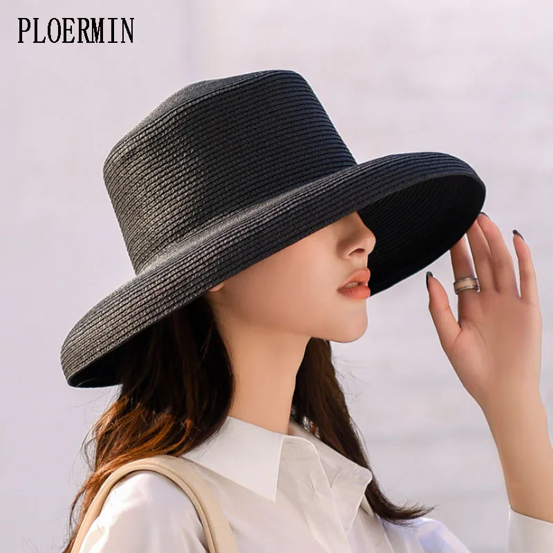 

Summer Straw Hat For Women 2022 Fashion Elegant Lady Hepburn Hat Wide Brim Floppy Beach Female Visor Sun Hat