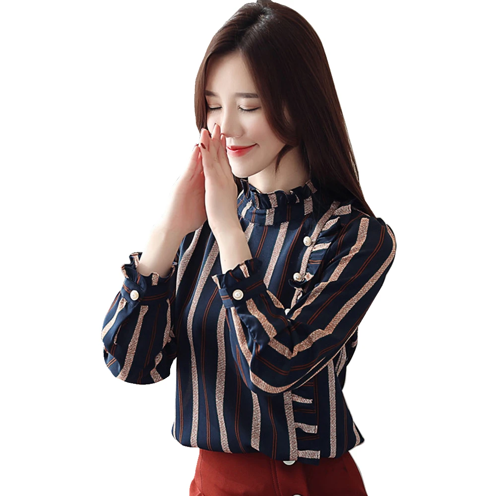 Korean Ruffled Turtleneck Summer Chiffon Blouse Shirts Striped Butterfly Long Sleeve Button Slim Pullover Tops Casual Harajuku
Korean Ruffled Turtleneck Summer Chiffon Blouse Shirts Striped Butterfly Long Sleeve Button Slim Pullover Tops Casual Harajuku