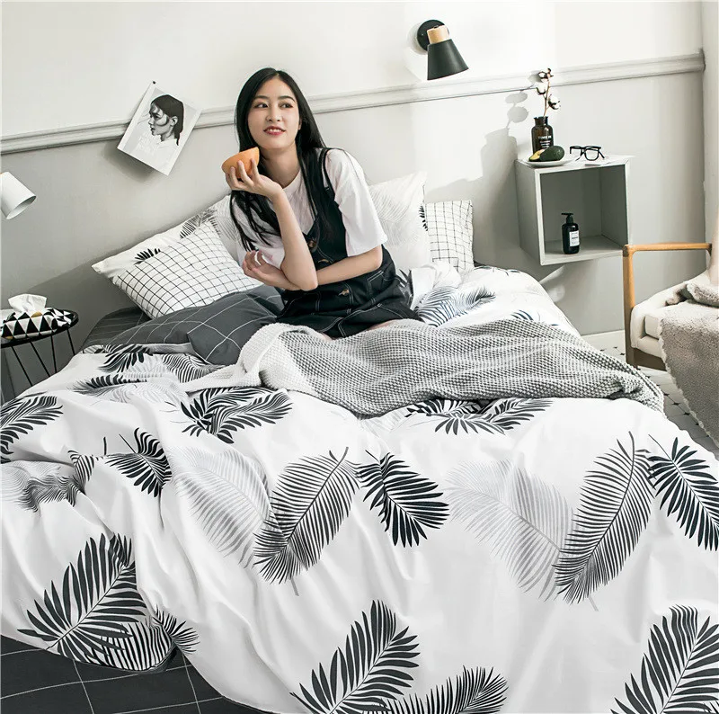 2019 New Simplicity Cotton Bedding Set 3/4pcs AB Side Feather Leaves Include Duvet Cover Sheet Pillowcase 1.5m/1.8/2m Room Decor
2019 New Simplicity Cotton Bedding Set 3/4pcs AB Side Feather Leaves Include Duvet Cover Sheet Pillowcase 1.5m/1.8/2m Room Decor